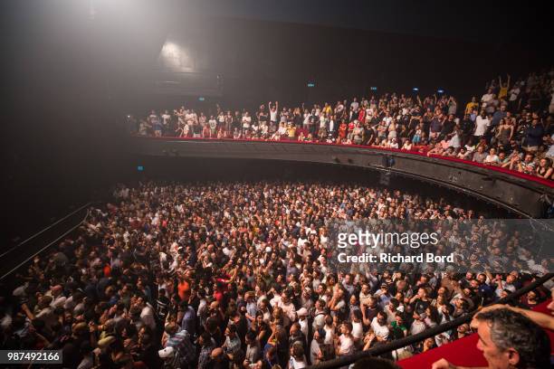 General view of the audience during the 20 Years of Opera Puccino concert at L'Olympia on June 29, 2018 in Paris, France.