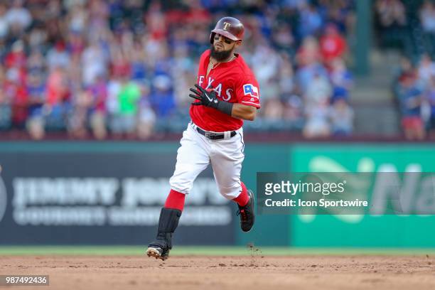Texas Rangers Infield Rougned Odor hits a home run during the bottom of the second inning between the Chicago White Sox and Texas Rangers on June 29,...