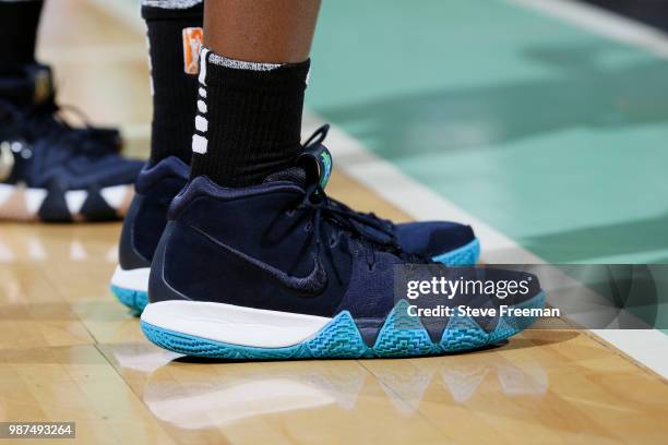 The sneakers of Tina Charles of the New York Liberty are seen during the game against the Chicago Sky on June 29, 2018 at Westchester County Center...