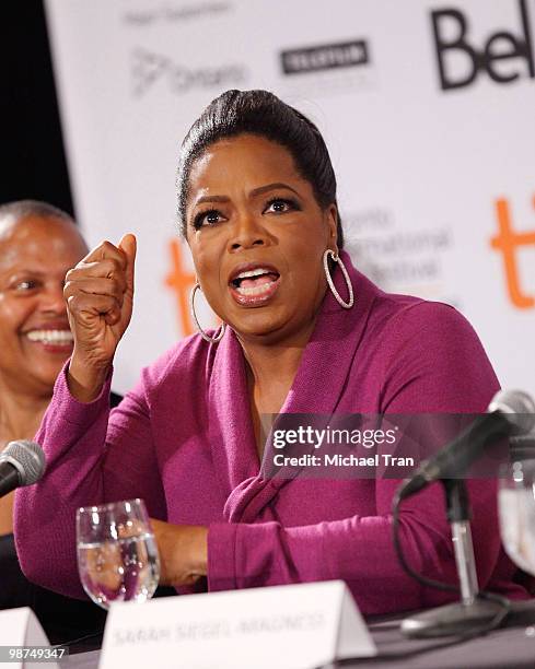 Executive Producer Oprah Winfrey attends the "Precious" press conference during the 2009 Toronto International Film Festival held at the Four Seasons...