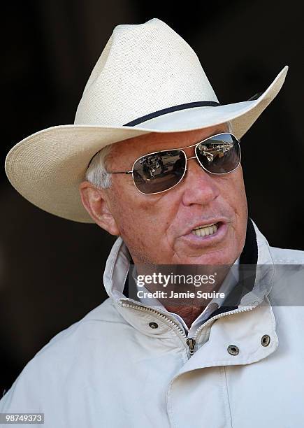 Trainer D. Wayne Lukas watches during morning workouts in advance of the 136th Running of the Kentucky Derby on April 29, 2010 at Churchill Downs in...