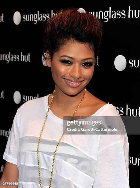 Vanessa White arrives at the Sunglass Hut Flagship store launch on April 29, 2010 in London, England.