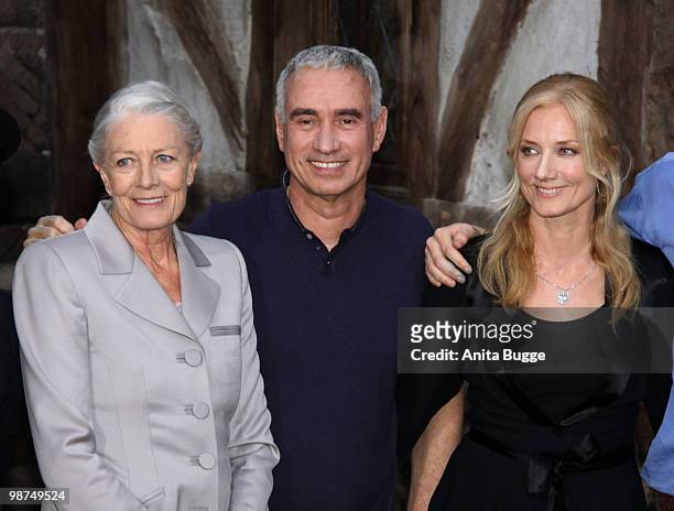 Actress Vanessa Redgrave, director Roland Emmerich and actress Joely Richardson attend a photocall to promote their new movie 'Anonymous' at the...