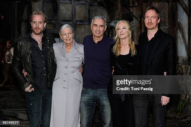 Actor Rhys Ifans and actress Vanessa Redgrave with director Roland Emmerich and actress Joely Richardson with actor David Thewlis attend a photocall...