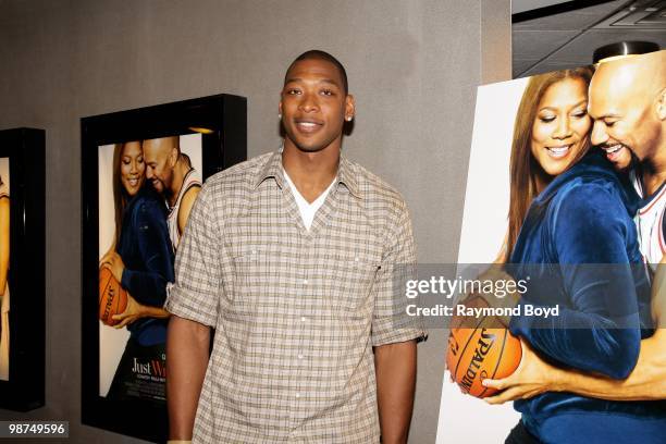 New Jersey Nets basketball player, and co-star, Bobby Simmons attends a red carpet screening of the film, "Just Wright" at the AMC River East...