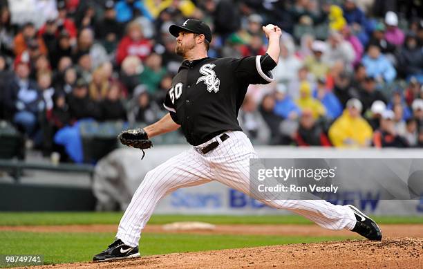 John Danks of the Chicago White Sox pitches against the Seattle Mariners on Sunday, April 25 at U.S. Cellular Field in Chicago, Illinois. The White...