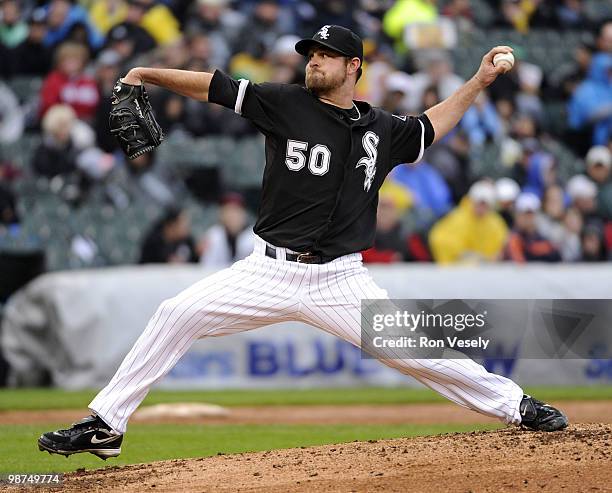 John Danks of the Chicago White Sox pitches against the Seattle Mariners on Sunday, April 25 at U.S. Cellular Field in Chicago, Illinois. The White...