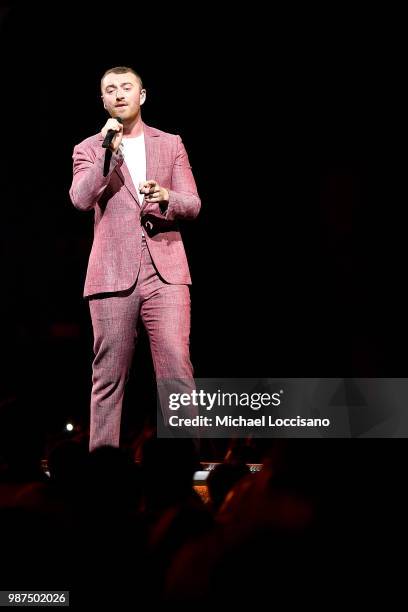 Sam Smith performs at Madison Square Garden on June 29, 2018 in New York City.