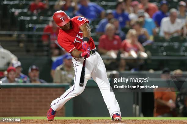 Texas Rangers Designated hitter Adrian Beltre bats during the game between the Chicago White Sox and Texas Rangers on June 29, 2018 at Globe Life...