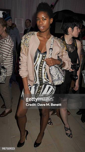 Tolula Adeyemi attends the Sunglass Hut flagship store opening party at Sunglass Hut on April 29, 2010 in London, England.
