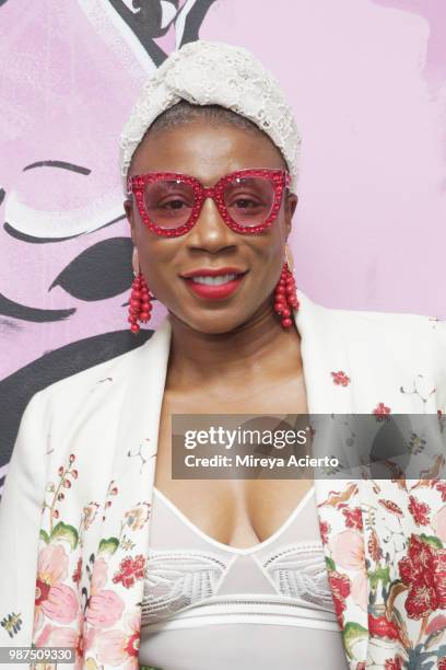 Actress Aisha Hinds attends the performance "HerO: A Work in Progress" with Omari Hardwick at The Billie Holiday Theater on June 29, 2018 in...