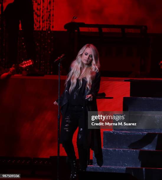 Carrie Underwood performs at The Hard Rock Live venue at the Opening Weekend at Hard Rock Hotel & Casino Atlantic City on June 28, 2018 in Atlantic...