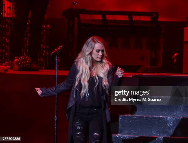 Carrie Underwood performs at The Hard Rock Live venue at the Opening Weekend at Hard Rock Hotel & Casino Atlantic City on June 28, 2018 in Atlantic...