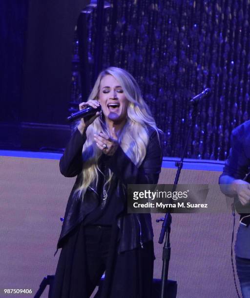 Carrie Underwood performs at The Hard Rock Live venue at the Opening Weekend at Hard Rock Hotel & Casino Atlantic City on June 28, 2018 in Atlantic...