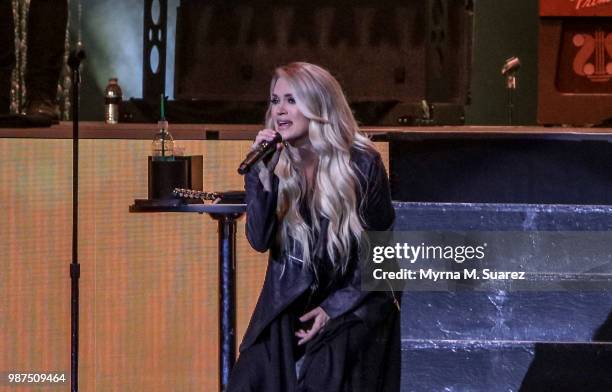 Carrie Underwood performs at The Hard Rock Live venue at the Opening Weekend at Hard Rock Hotel & Casino Atlantic City on June 28, 2018 in Atlantic...