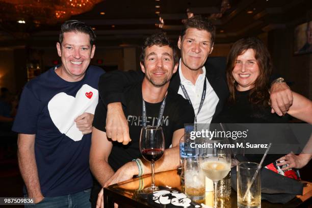 Eddie Roche, James Marshall, Greg Calejo and Annette Suarez attend the opening of the Hard Rock Hotel & Casino Atlantic City on June 28, 2018 in...