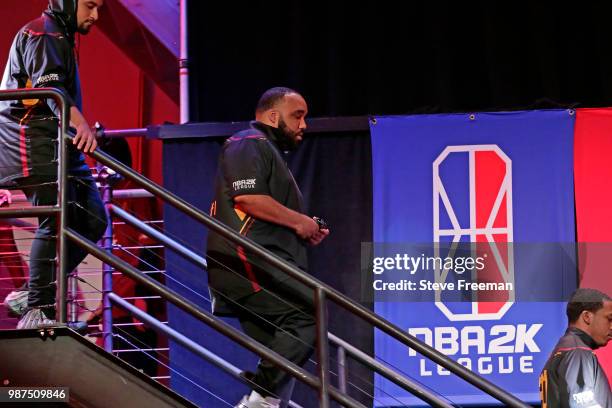 24k Dropoff of Heat Check enters studio before game against Cavs Legion Gaming Club on June 23, 2018 at the NBA 2K League Studio Powered by Intel in...