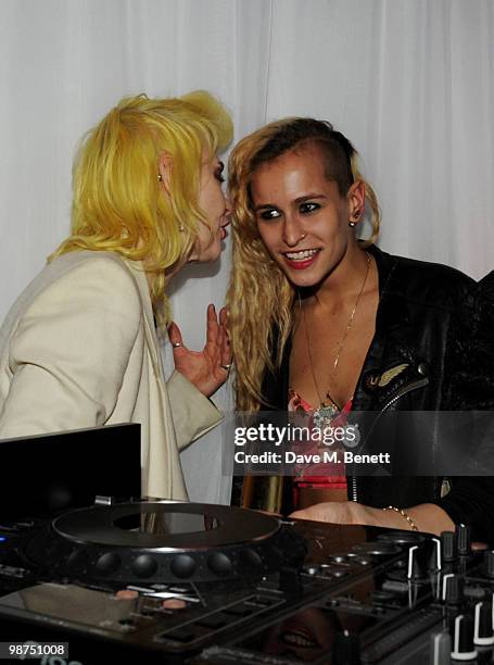 Pam Hogg and Alice Dellal attend the Sunglass Hut flagship store opening party at Sunglass Hut on April 29, 2010 in London, England.
