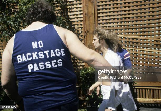 Peter Frampton backstage at The Oakland Coliseum in 1977 in Oakland, California.