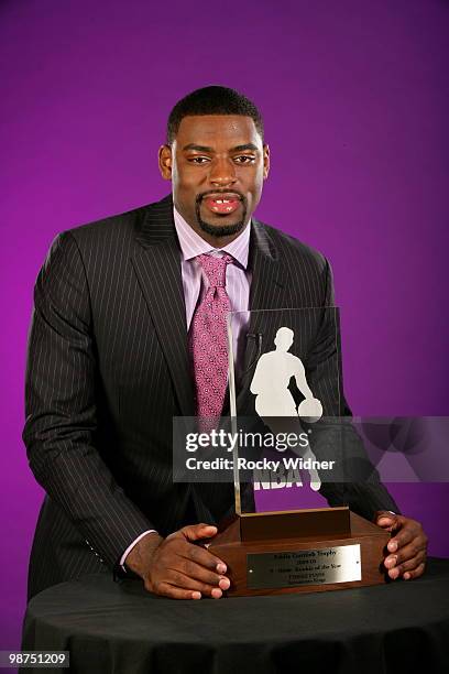 Tyreke Evans of the Sacramento Kings win the NBA T-Mobile Rookie of the Year award on April 29, 2010 at ARCO Arena in Sacramento, California. NOTE TO...