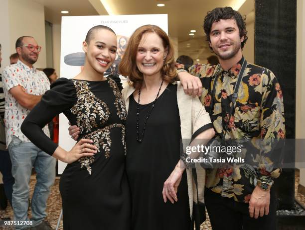 Cleopatra Coleman, Beth Grant and Shane Coffey attend the "Hover" Los Angeles premiere screening at Arena Cinelounge on June 29, 2018 in Hollywood,...