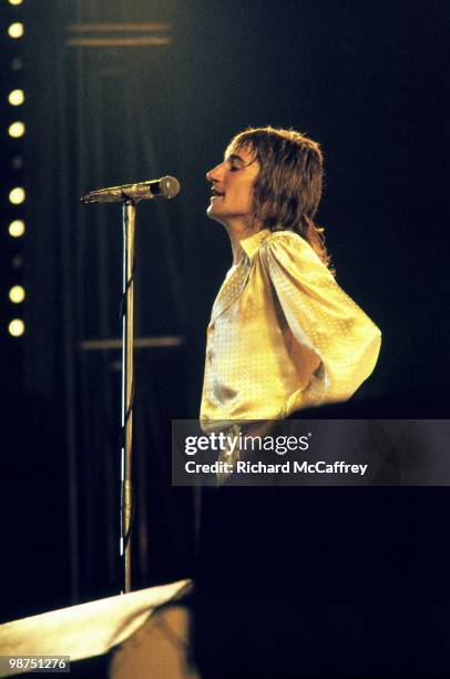 Rod Stewart of The Faces performs live at The Cow Palace 1975 in San Francisco, California.