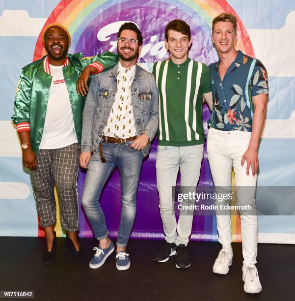 Guest, Fernando Padron, Stephen Laconte, and Sam Stryker arrive at "Live Telethon" with three-hour variety show "Pride Live" on GLAAD YouTube at...