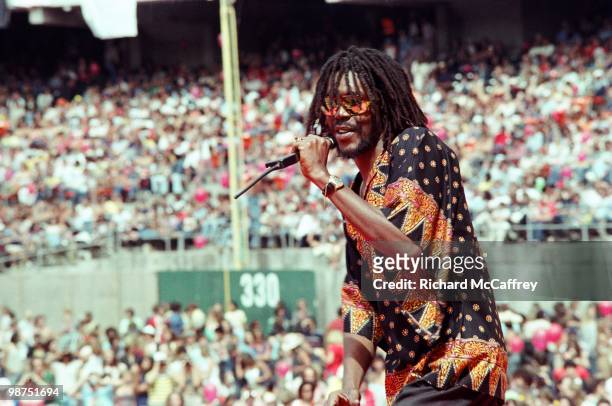 Peter Tosh performs live at The Oakland Coliseum in 1978 in Oakland, California.