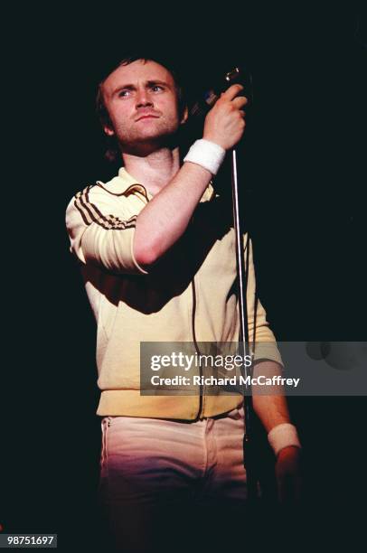 Phil Collins performs live at The Cow Palace in 1980 in San Francisco, California.