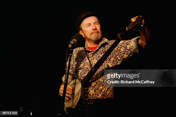 Pete Seeger performs live at The Greek Theatre in 1980 in Berkeley, California.