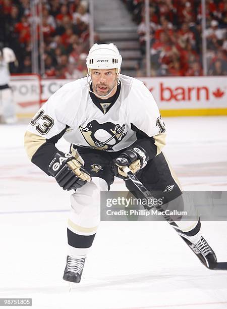 Bill Guerin of the Pittsburgh Penguins skates against the Ottawa Senators in Game 6 of the Eastern Conference Quaterfinals during the 2010 Stanley...