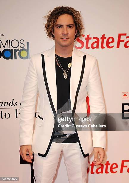 Singer David Bisbal attends the 2010 Billboard Latin Music Awards at Coliseo de Puerto Rico José Miguel Agrelot on April 29, 2010 in San Juan, Puerto...