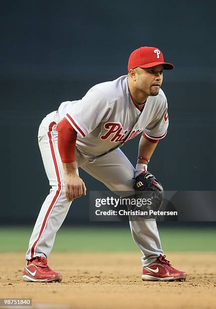 Infielder Placido Polanco of the Philadelphia Phillies in action during the Major League Baseball game against the Arizona Diamondbacks at Chase...