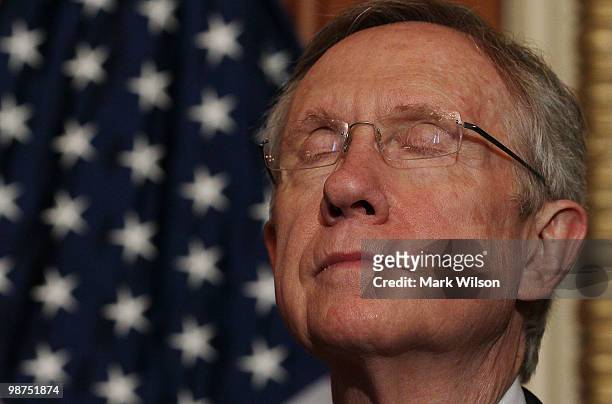 Senate Majority Leader Harry Reid , participates in a news conference on immigration at the Capitol on April 29, 2010 in Washington, DC. The Senate...