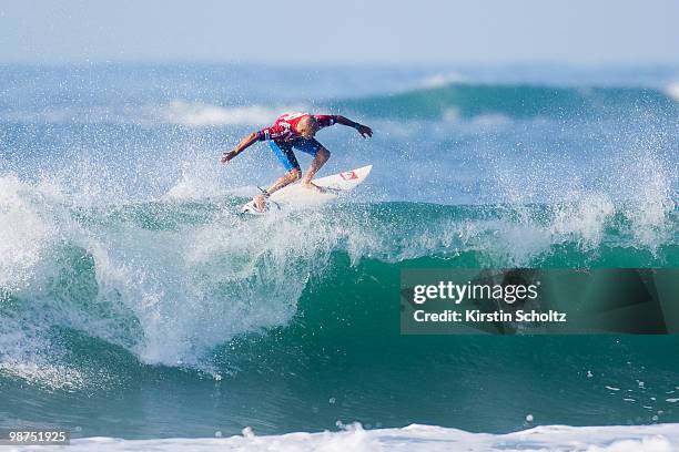 Kelly Slater of the United States of America surfs to a runner up finish at the 2010 Santa Catarina Pro on April 29, 2010 in Santa Catarina, Brazil.