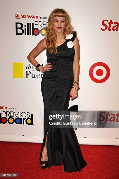 Singer Paulina Rubio attends the 2010 Billboard Latin Music Awards at Coliseo de Puerto Rico José Miguel Agrelot on April 29, 2010 in San Juan,...