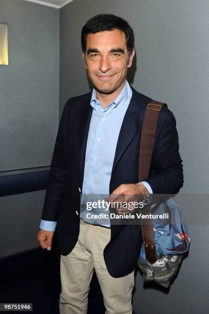 Tiberio Timperi attends a cocktail party for the premiere of 'Iron Man 2' at the Belstaff flagship store on April 29, 2010 in Rome, Italy.