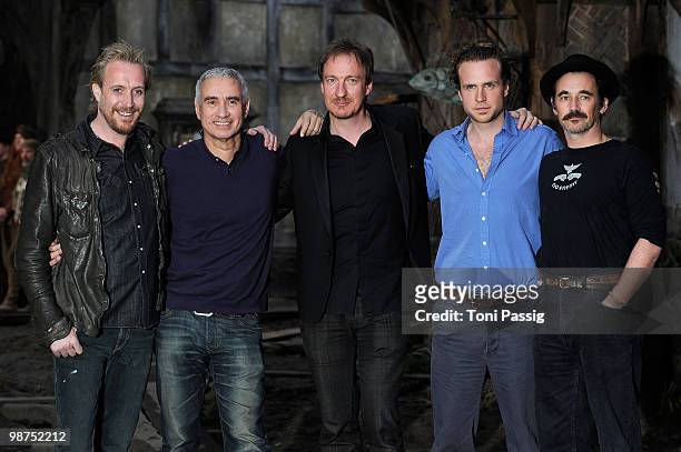 Actor Rhys Ifans, director Roland Emmerich and actor David Thewlis and actor Rafe Spall with Mark Rylance attend the 'Anonymous' - Photocall at...