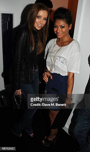 Una Healy and Vanessa White attend the Sunglass Hut flagship store opening party at Sunglass Hut on April 29, 2010 in London, England.