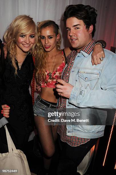 Pixie Lott, Alice Dellal and Michael Williams attend the Sunglass Hut flagship store opening party at Sunglass Hut on April 29, 2010 in London,...