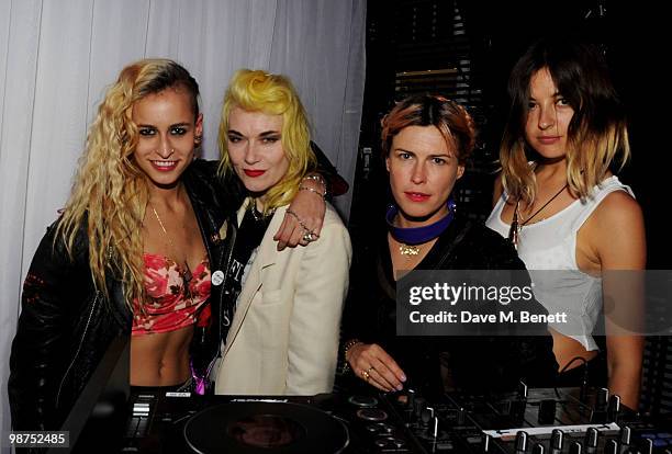 Alice Dellal, Pam Hogg, Tabitha Denholm and Emma Chitty attend the Sunglass Hut flagship store opening party at Sunglass Hut on April 29, 2010 in...