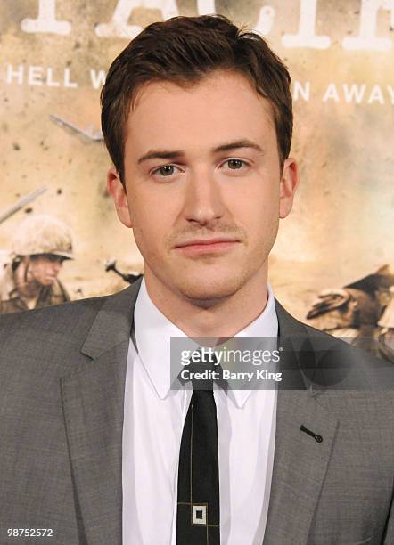 Actor Joseph Mazzello attends the premiere of HBO's new miniseries "The Pacific" at Grauman's Chinese Theatre on February 24, 2010 in Hollywood,...