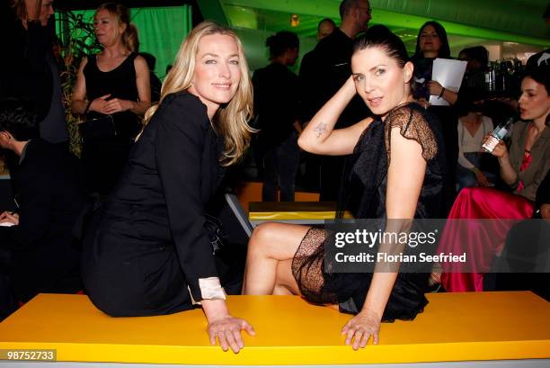 Model Tatjana Patitz and actress Sadie Frost attend the 'smart fortwo electric drive' presentation at the 'smart urban stage 2010' opening on April...