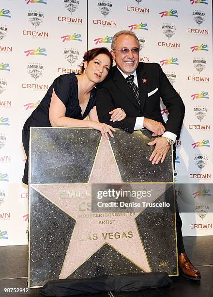 Gloria Estefan and Emilio Estefan receive a star from the Las Vegas Walk of Stars at the Crown Nightclub at Rio Hotel & Casino on April 29, 2010 in...