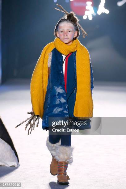 Model walks the runway at the Boboli show during the Barcelona 080 Fashion Week on June 28, 2018 in Barcelona, Spain.