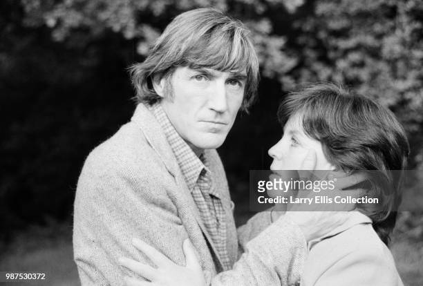Irish actor Derrick O'Connor pictured with English actress Pauline Collins during production of the television film 'Knockback' on 9th June 1984.