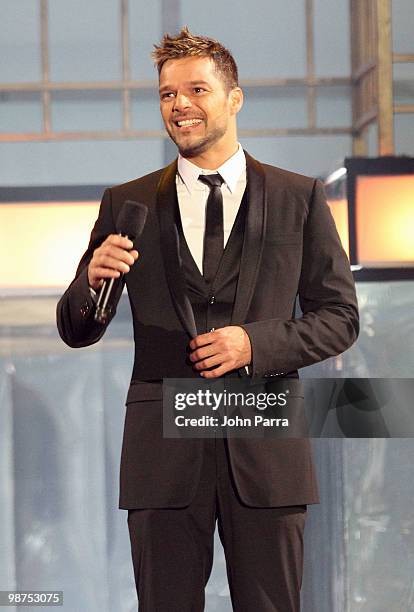 Singer Ricky Martin speaks onstage at the 2010 Billboard Latin Music Awards at Coliseo de Puerto Rico José Miguel Agrelot on April 29, 2010 in San...