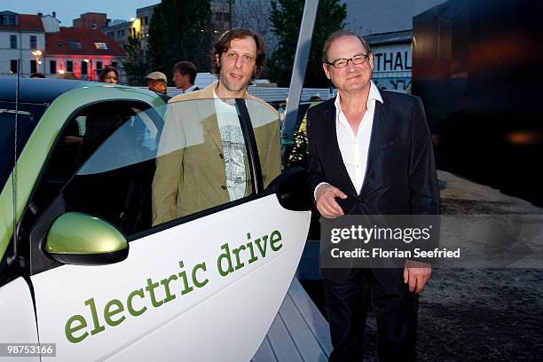 Actor Burghart Klaussner and actor Oliver Korittke attend the 'smart fortwo electric drive' presentation at the 'smart urban stage 2010' opening on...
