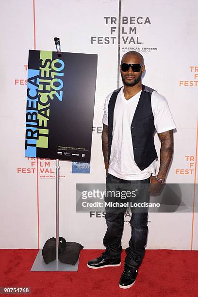 Model Tyson Beckford attends the Tribeca Teaches Premiere during the 2010 Tribeca Film Festival at the Tribeca Performing Arts Center on April 29,...