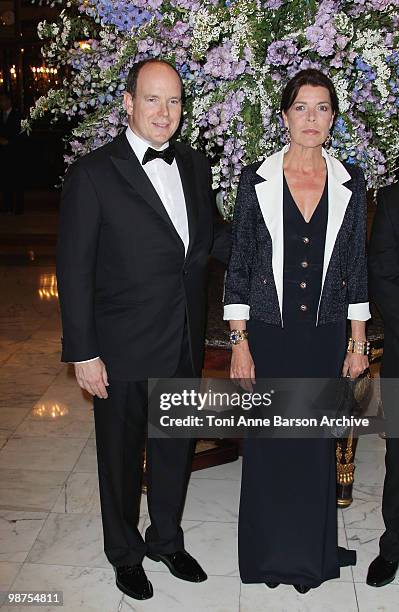 Prince Albert II of Monaco and Princess Caroline of Hanover attend the AMADE Association Gala Dinner at Hotel de Paris on April 29, 2010 in Monaco,...